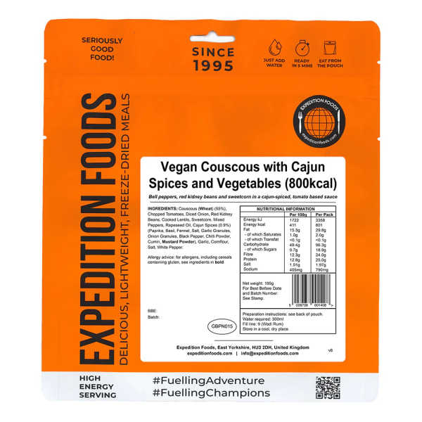 Couscous met Cajun-kruiden en groenten - 800 kcal - Expedition Foods