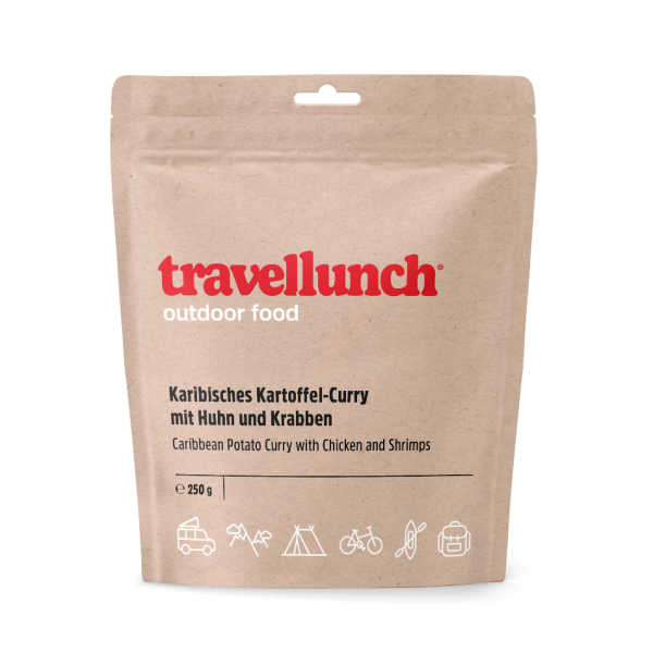 Caribbean Aardappelcurry met Kip en Garnalen - Travellunch 2 Caribbean Aardappelcurry met Kip en Garnalen - Travellunch - 2 persoons