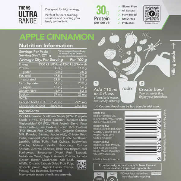 Appel & Kaneel - Ultra Breakfast 800 Kcal V9 - Radix Nutrition 3 Apple and Cinnamon - Ultra Breakfast 800 Kcal V9 - Radix Nutrition