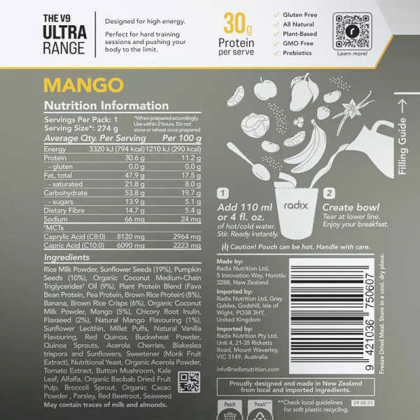 Mango - Ultra Breakfast 800 Kcal V9 - Radix Nutrition 3 Mango - Ultra Breakfast 800 Kcal V9 - Radix Nutrition