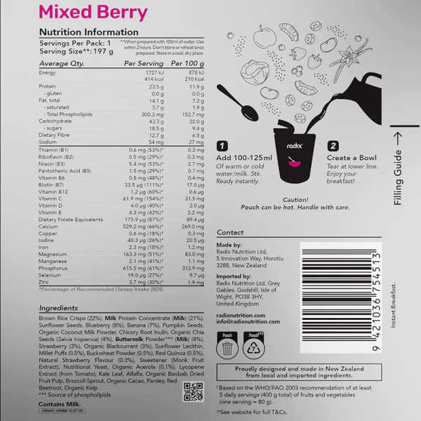 Mixed Berry - Original Dairy Breakfast 400 Kcal V10 - Radix Nutrition 5 Mixed Berry - Original Dairy Breakfast 400 Kcal V10 - Radix Nutrition