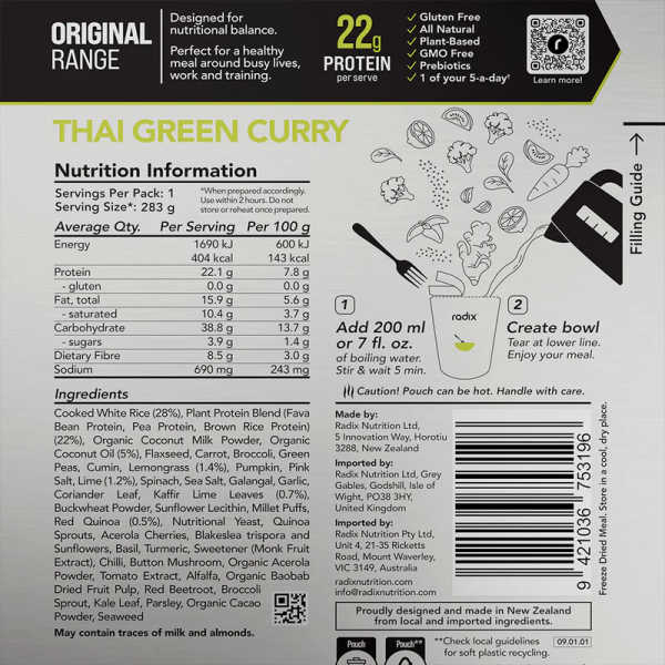 Thai Green Curry - Original Meals 400 Kcal V9 - Radix Nutrition 2 Thai Green Curry - Original Meals 400 Kcal V9 - Radix Nutrition
