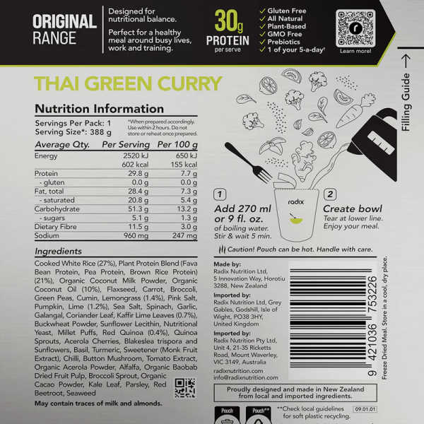 Thai Green Curry - Original Meals 600 Kcal V9 - Radix Nutrition 2 Thai Green Curry - Original Meals 600 Kcal V9 - Radix Nutrition