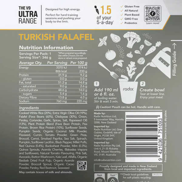 Turkish Falafel - Ultra Meals 800 Kcal V9 - Radix Nutrition 2 Turkish Falafel - Ultra Meals 800 Kcal V9 - Radix Nutrition